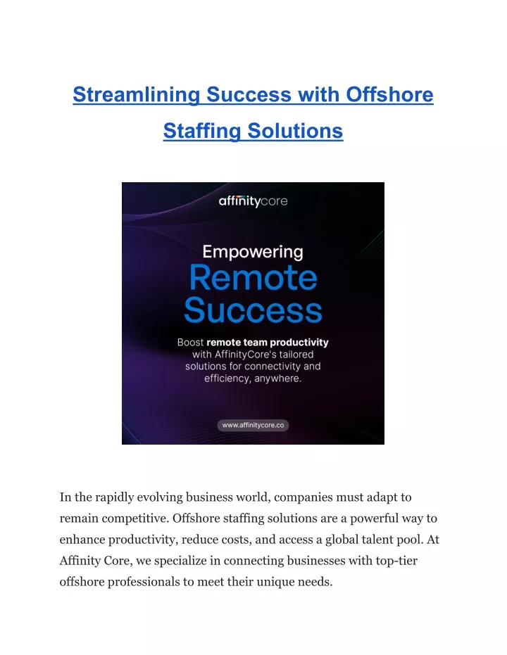 streamlining success with offshore