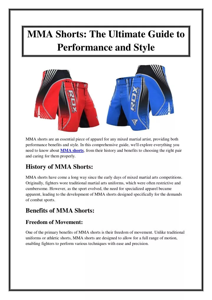 mma shorts the ultimate guide to performance