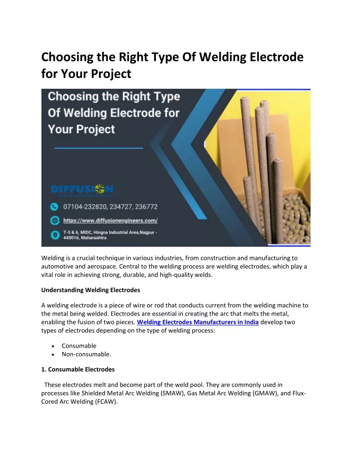 choosing the right type of welding electrode