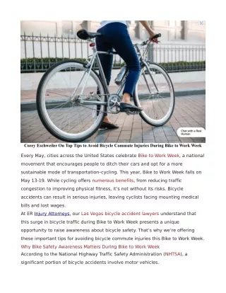 corey eschweiler on top tips to avoid bicycle
