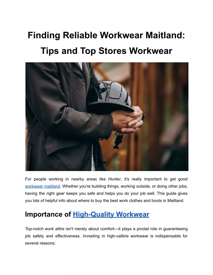 finding reliable workwear maitland