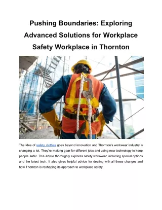 Pushing Boundaries: Exploring Advanced Solutions for Workplace Safety Workplace in Thornton