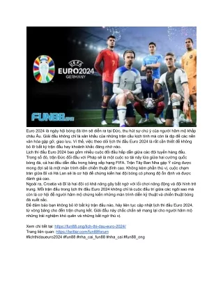 Tổng Hợp Lịch Thi Đấu Euro 2024 - Chỉ Có tại Fun88 Ong