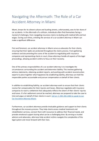 Navigating the Aftermath The Role of a Car Accident Attorney in Miami