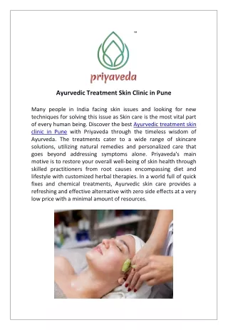 Ayurvedic Treatment Skin Clinic in Pune