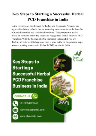 Key Steps to Starting a Successful Herbal PCD Franchise in India