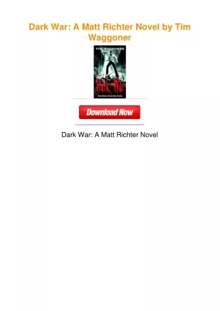 Dark War: A Matt Richter Novel by Tim Waggoner