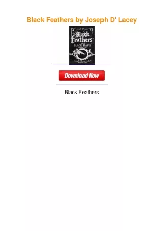 Black Feathers by Joseph D' Lacey