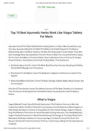 Top 10 Best Ayurvedic Herbs Work Like Viagra Tablets For Men’s