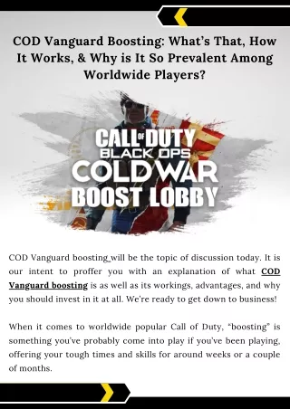 COD Vanguard Boosting What’s That, How It Works, & Why is It So Prevalent Among Worldwide Players