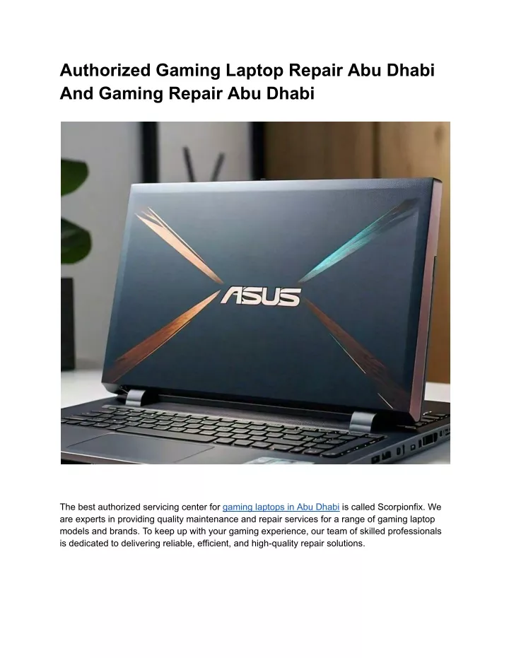 authorized gaming laptop repair abu dhabi