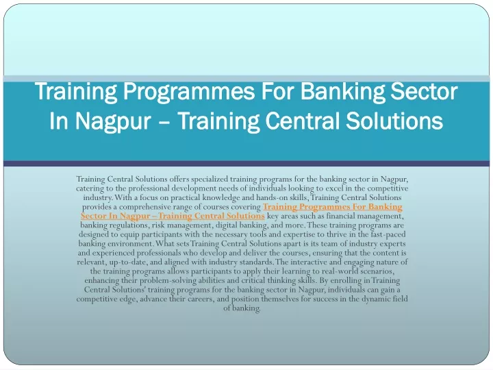 training programmes for banking sector in nagpur training central solutions