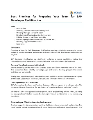 Best Practices for Preparing Your Team for SAP Developer Certification