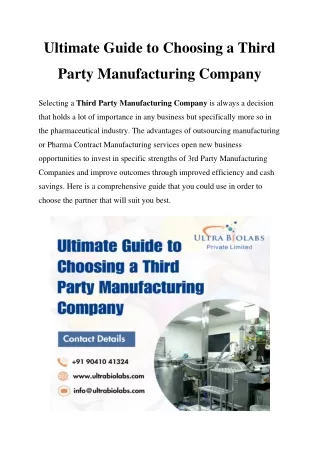 Ultimate Guide to Choosing a Third Party Manufacturing Company
