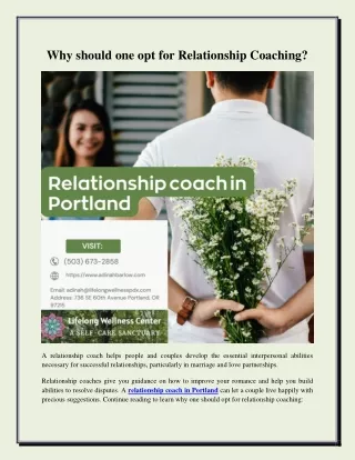 Why should one opt for Relationship Coaching