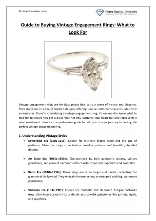 Guide to Buying Vintage Engagement Rings Expert Tips & What to Look For Peter Suchy Jewelers