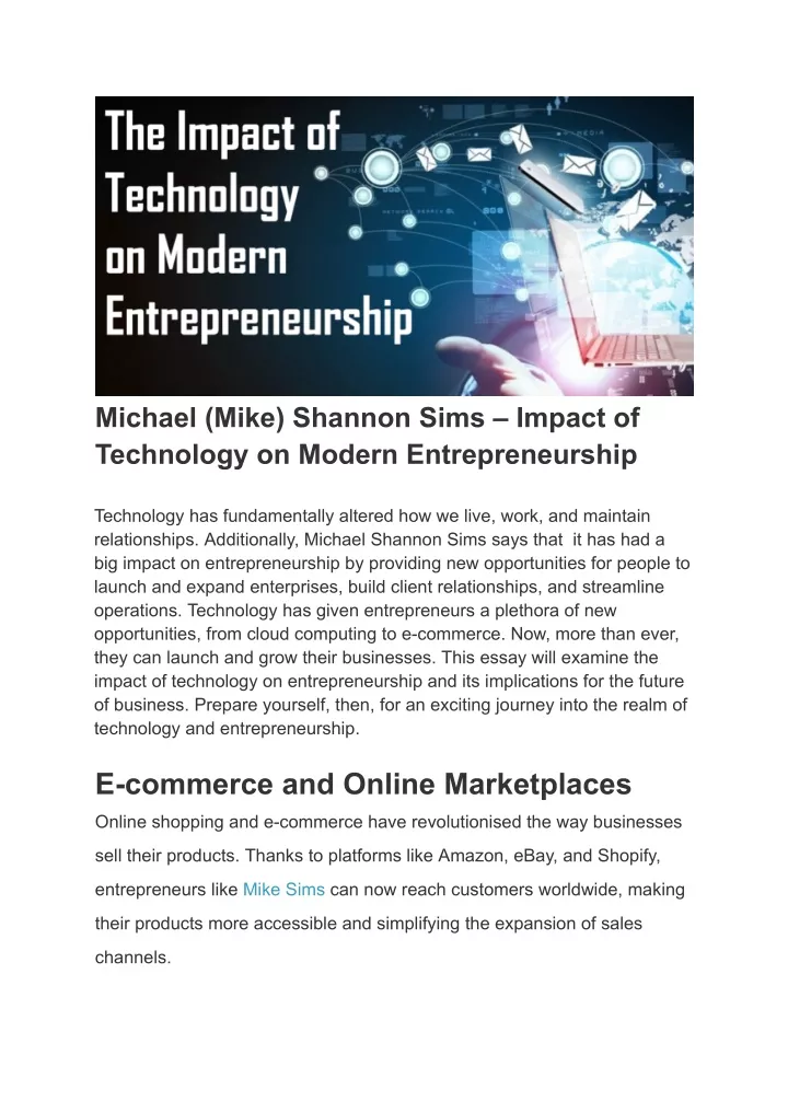 michael mike shannon sims impact of technology