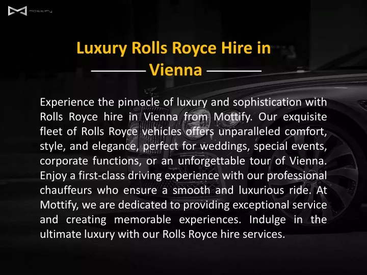 luxury rolls royce hire in vienna