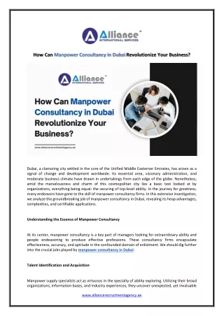 How Can Manpower Consultancy in Dubai Revolutionize Your Business