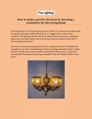 How to make a perfect decision in choosing Chandelier for Living Room