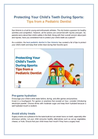 Protecting Your Child's Teeth During Sports - Tips from a Pediatric Dentist