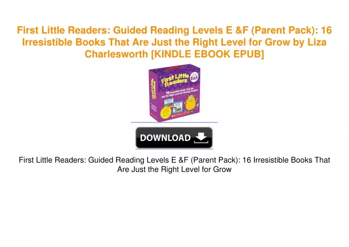 PPT - First Little Readers: Guided Reading Levels E & F (Parent Pack ...