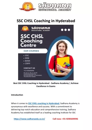 SSC CHSL Coaching in Hyderabad