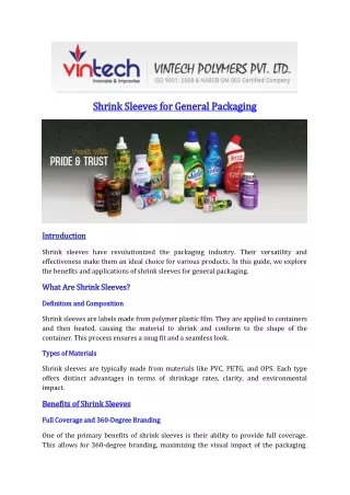 Shrink Sleeves for General Packaging