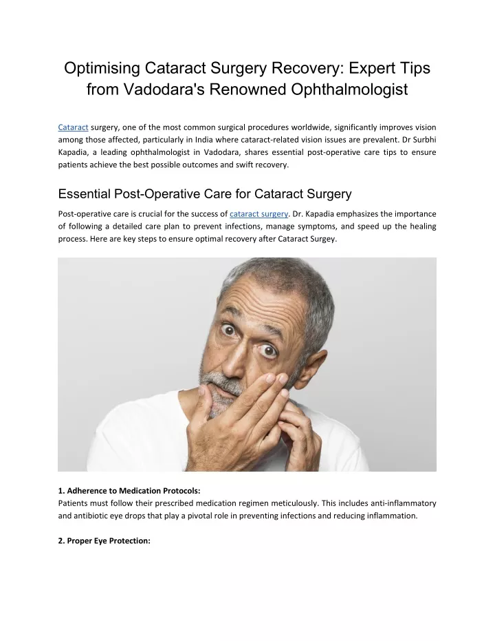 optimising cataract surgery recovery expert tips