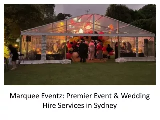 Marquee Eventz: Premier Event & Wedding Hire Services in Sydney