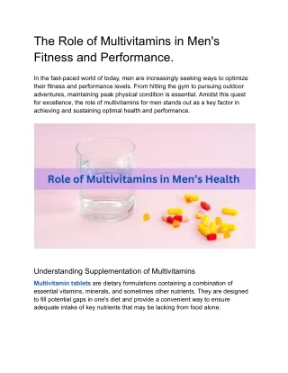 Role of Multivitamin Supplements for Men