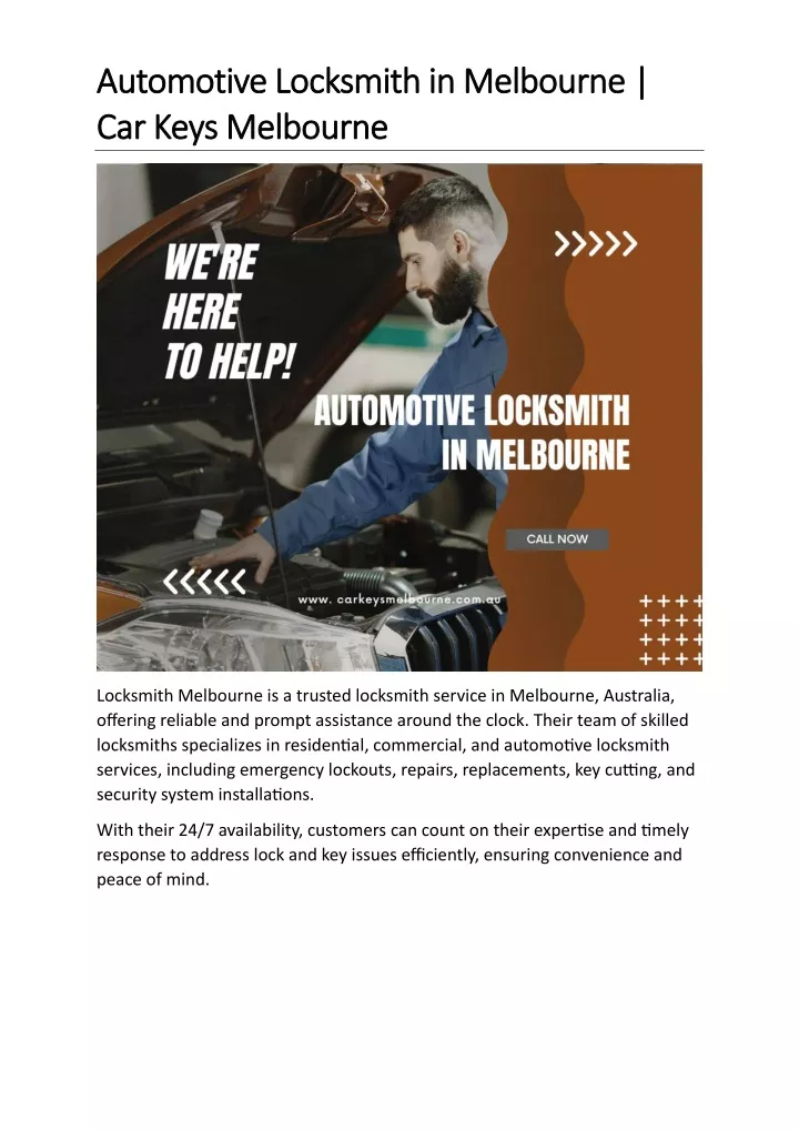 a automotive locksmith in melbourne utomotive