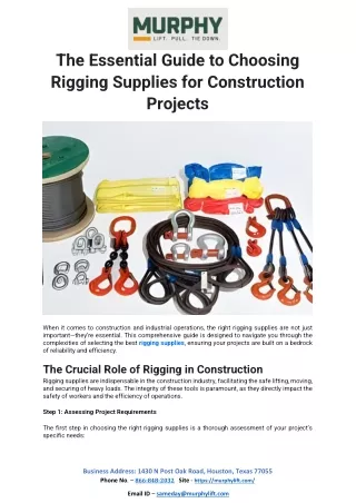 The Essential Guide to Choosing Rigging Supplies for Construction Projects