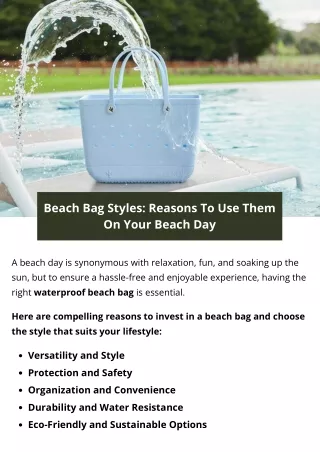 Beach Bag Styles: Reasons To Use Them On Your Beach Day