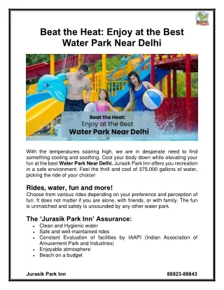 Beat the heat Enjoy at the best Water Park Near Delhi