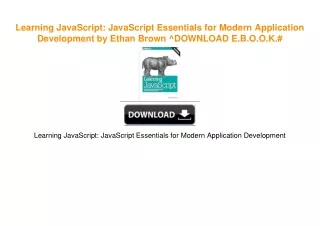 Learning JavaScript: JavaScript Essentials for Modern Application Development by Ethan