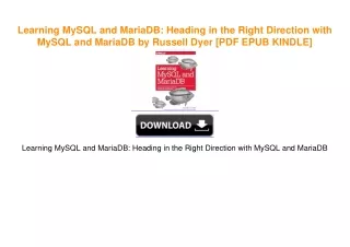 Learning MySQL and MariaDB: Heading in the Right Direction with MySQL and MariaDB by