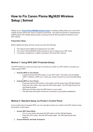 How to Fix Canon Pixma Mg3620 Wireless Setup | Solved