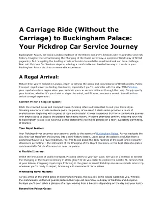 A Carriage Ride (Without the Carriage) to Buckingham Palace_ Your Pickdrop Car Service Journey