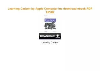 Learning Carbon by Apple Computer Inc ^DOWNLOAD E.B.O.O.K.#