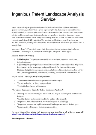 ingenious patent landscape analysis service
