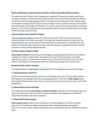 retail and marketing customer behavior analytics