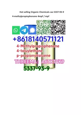 (Buy)Hot selling Organic Chemicals cas 5337-93-9 4-methylpropiophenone 4mpf / mpf