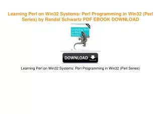 Learning Perl on Win32 Systems: Perl Programming in Win32 (Perl Series) by Randal