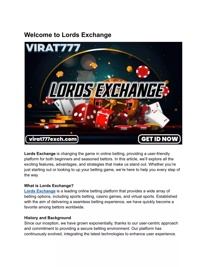 welcome to lords exchange