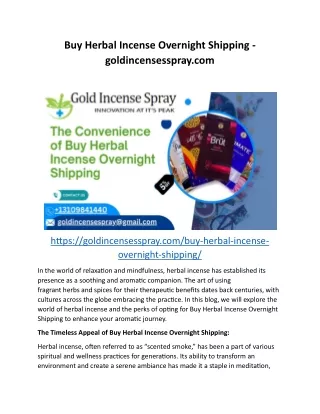 Buy Herbal Incense Overnight Shipping - goldincensesspray