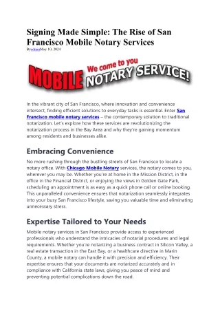 San Francisco mobile notary services