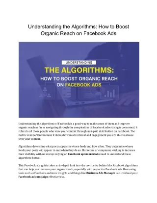 Boost Facebook Ads Organic Reach-Understanding Algorithms