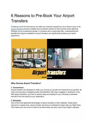6 Reasons to Pre-Book Your Airport Transfers