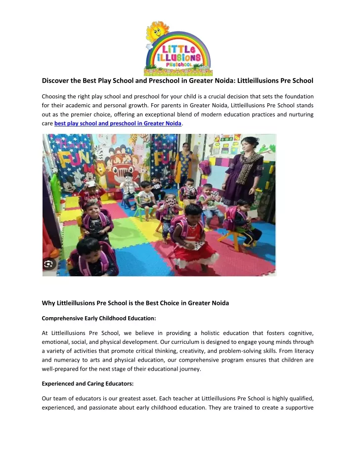 discover the best play school and preschool